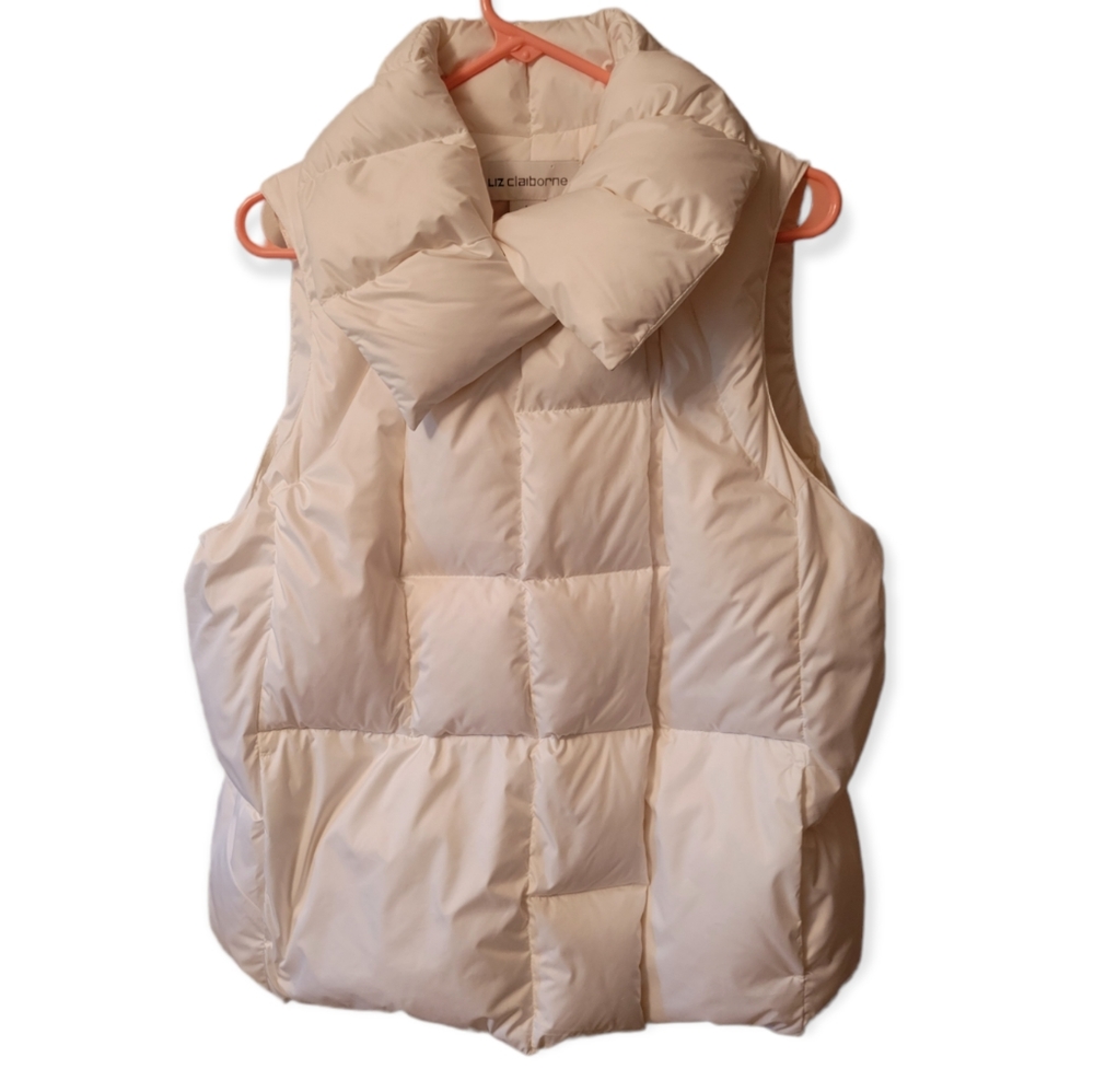 Liz Claiborne Down Filled Bright White Puffer Vest Womens SZ Large